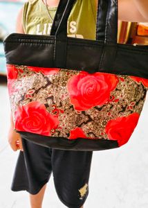 Boho Floral Print Tote Bag