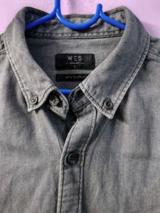 Men's Grey Button-Down Shirt