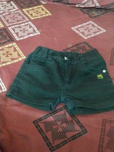 Green Denim Shorts for Girls 3 years..
