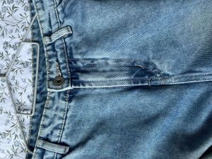 Washed Blue Cargo Jeans