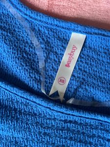 Blue Smocked Top(square Neck)