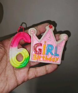 Birthday Candles - Number 6 and princess Crown