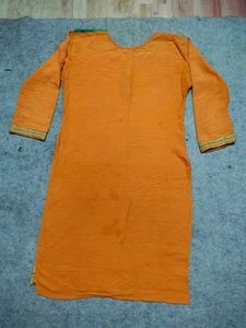 Orange Cotton Kurti with Accents