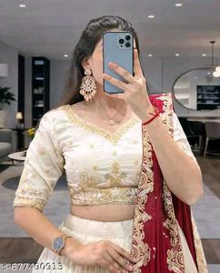 Elegant Cream &amp; Maroon Lehenga Choli