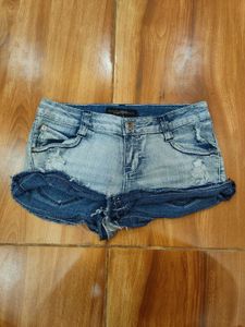 Distressed Studded Denim Shorts