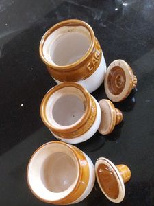 Set of 3 Vintage Ceramic Pickle Jars