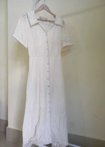 Chic White Button-Up Midi Dress