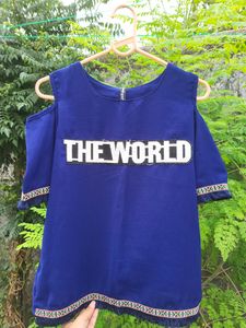 Sleeve Cutout Navy Blue Top