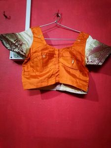 Orange Embroidered Georgette Saree &amp; Blouse S32