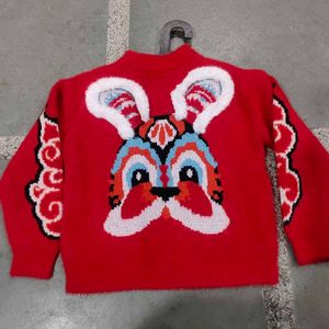 Cute Red Bunny Face Sweater