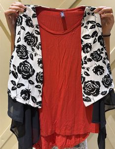 Chic Rose Print Layered Top