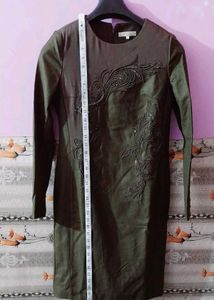 Elegant Green Woolen Dress