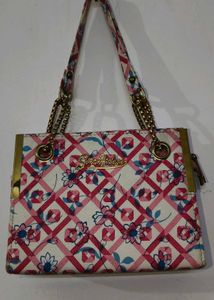 Chic Floral Handbag with Chain Straps