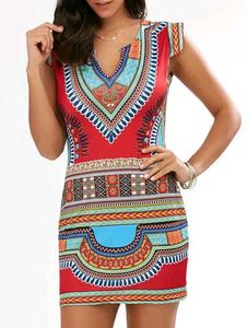 Vibrant Dashiki Print Mini Dress