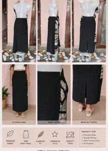 Premium Black Ribbed Slit Midi Skirt