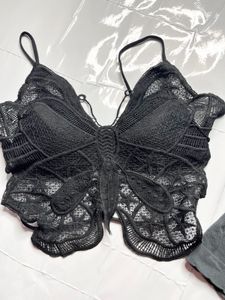 Black Lace Butterfly Bralette top