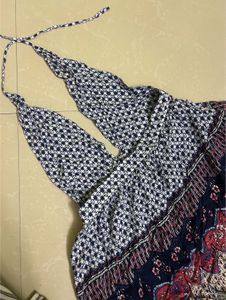 Patterned Halter Neck Dress
