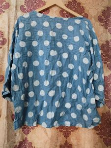Blue Polka Dot Relaxed Fit Top