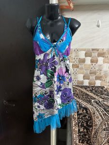 Vibrant Floral Print Mini Dress