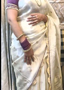 Elegant Purple &amp; Golden Saree