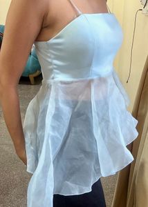 Sheer Ruffle Peplum Top