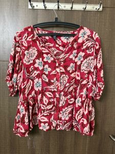 Boho Floral Print Peplum Top
