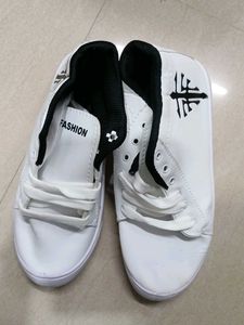 White Sneakers with "Fashion" Print