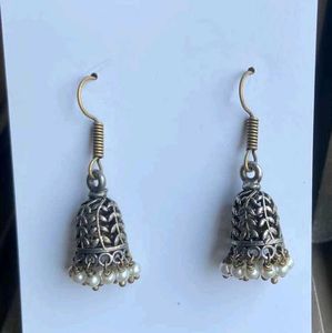 Handmade Bell Jhumka Earrings with Pearls