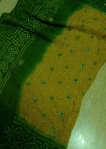 Beautiful yellow and green saree