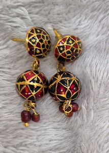 Ethnic Enamel Dangle Earrings-New