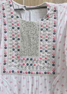 Embroidered White Kurta