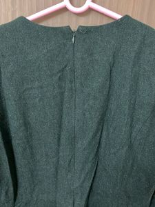 woollen green flare dress for medium