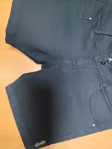 Black Fitted shorts with Button Detail
