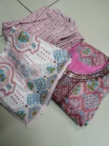 Pink Printed Kurta Set with Dupatta