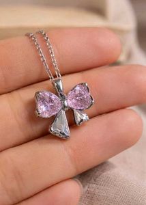 Pink Bow Pendant Necklace