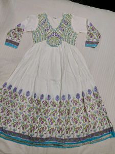 White embroidery work kurti