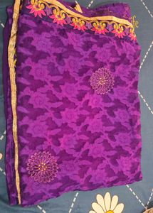 Elegant Purple Embroidered Saree