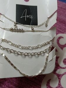 AMI Women 5 Silver- Toned & Silver Plated Link Bracelets