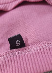 Pink Ribbed Lettuce Hem Crop Top