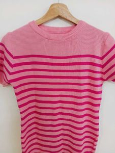Pink Striped Knit Dress