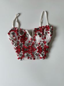 Floral Embroidered Corset Top