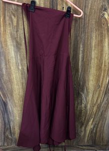 Burgundy Strapless Midi Dress