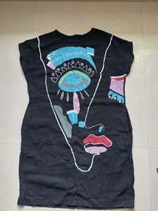 Artistic Abstract Face Print Dress