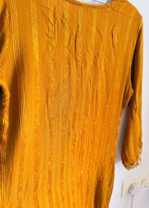 Elegant Embroidered Mustard Kurta