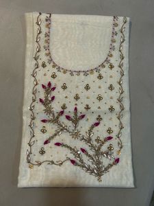 Gorgeous Cream Embroidered Dress Material