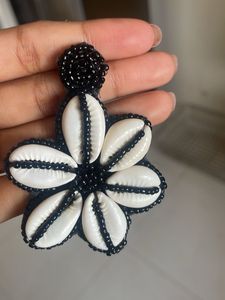 Unique Beaded Shell Flower Earrings