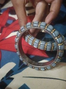 unique Grey &amp; Gold Bangle Set
