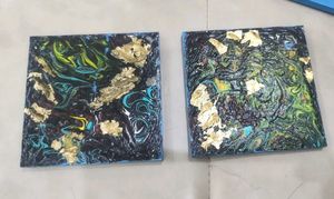 Set of 5 Abstract Art Coasters with box