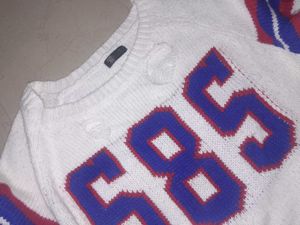 Distressed Varsity Knit Sweater