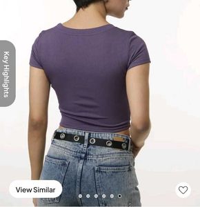 Purple Ribbed Crop Top